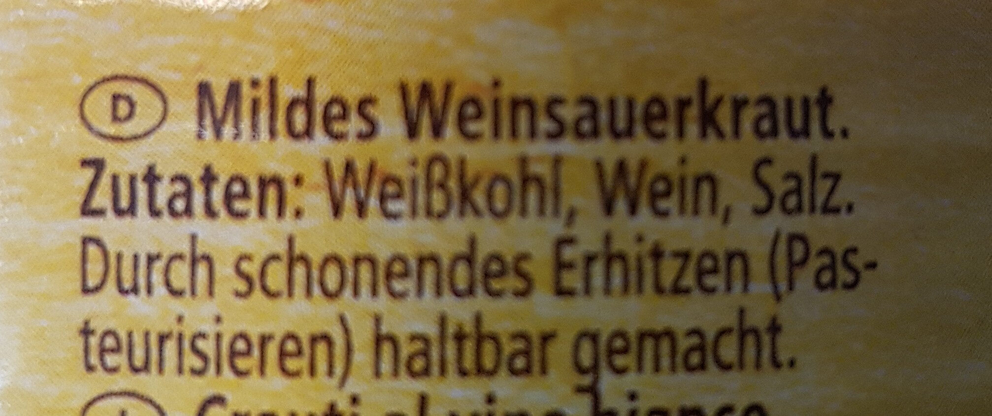 Sauerkraut - Zutaten