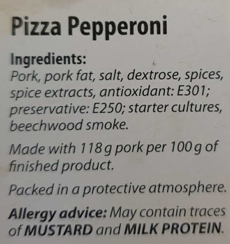Pizza Pepperoni - Ingredients