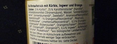 Aufstrich Gemüse Kürbis Ingwer Orange - Ingredients