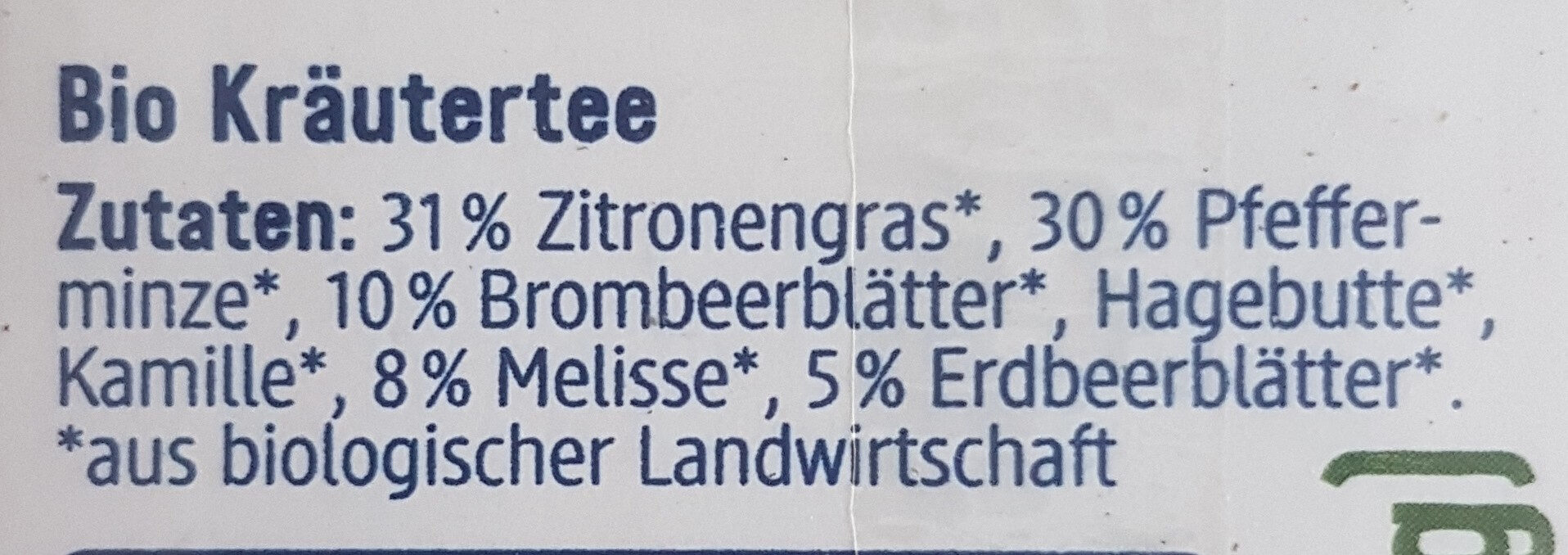 Kräuter Tee Zitronengras & Melisse - Zutaten