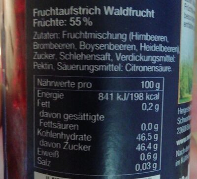 Marmelade Mövenpick Waldfrucht - Tableau nutritionnel - de