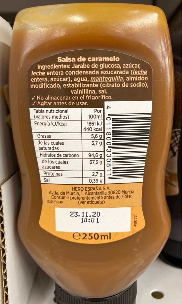 Coffee shop topping caramel - Nutrition facts - es