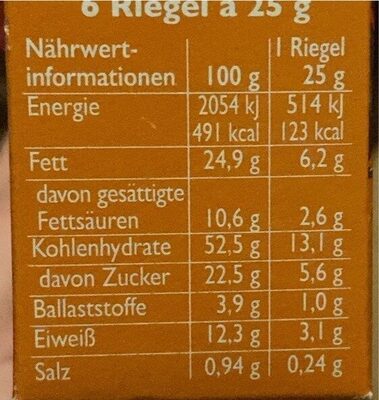 Erdnuss Süß & Salzig - Nährwertangaben