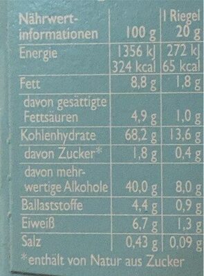Corny Free Weiße Schokolade - Nutrition facts - de