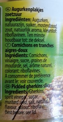 Augurken Plakjes Sandwich Slices - Ingrediënten - fr