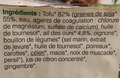 Tofu à l'Ail des Ours - Ingrédients