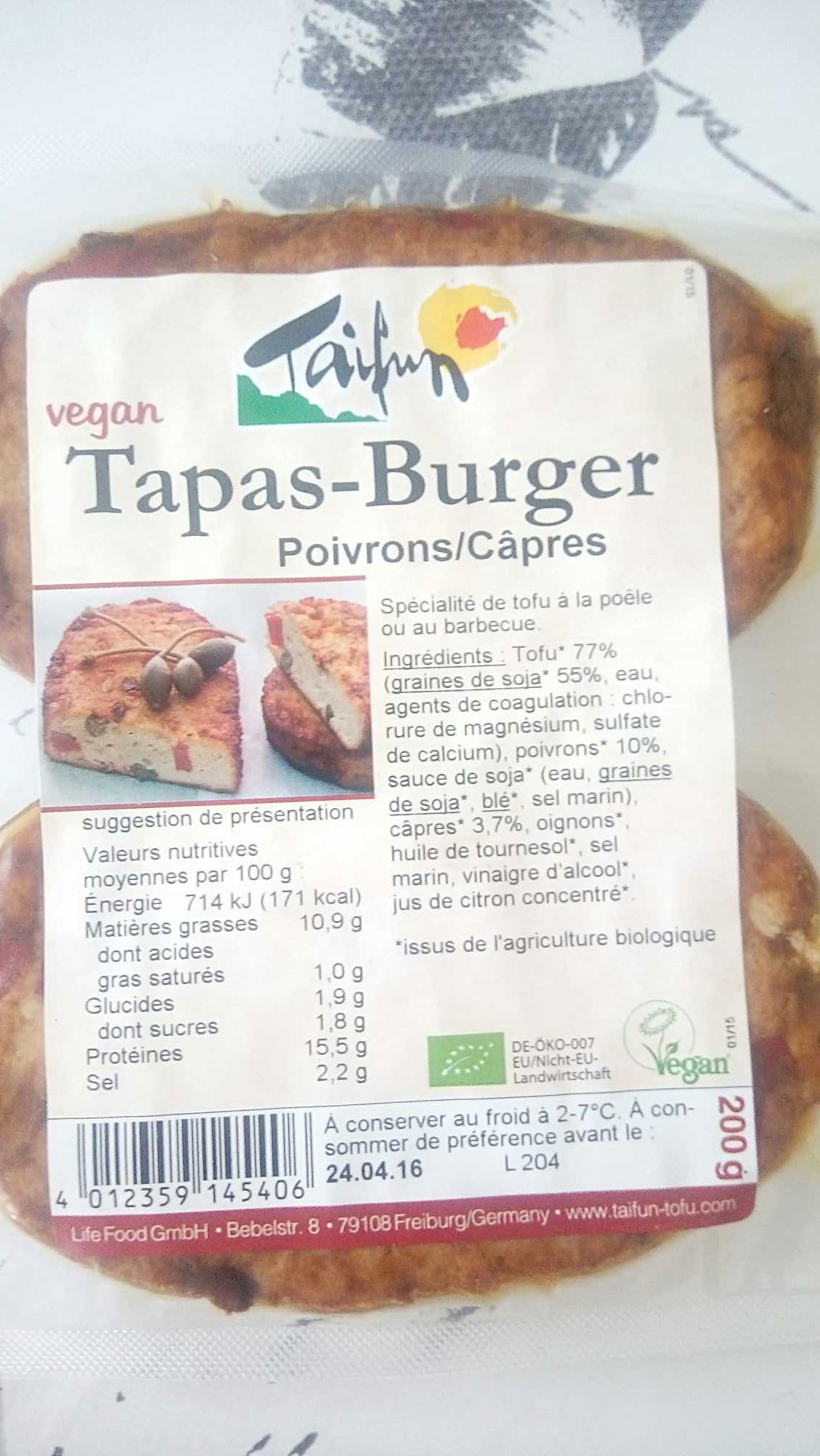 Tapas-Burger poivrons/Câpres - Producte - fr