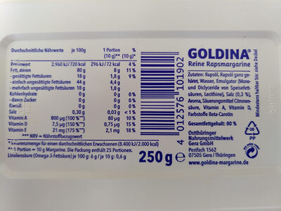 Goldina reine Rapsmargarine - Ingredients - de
