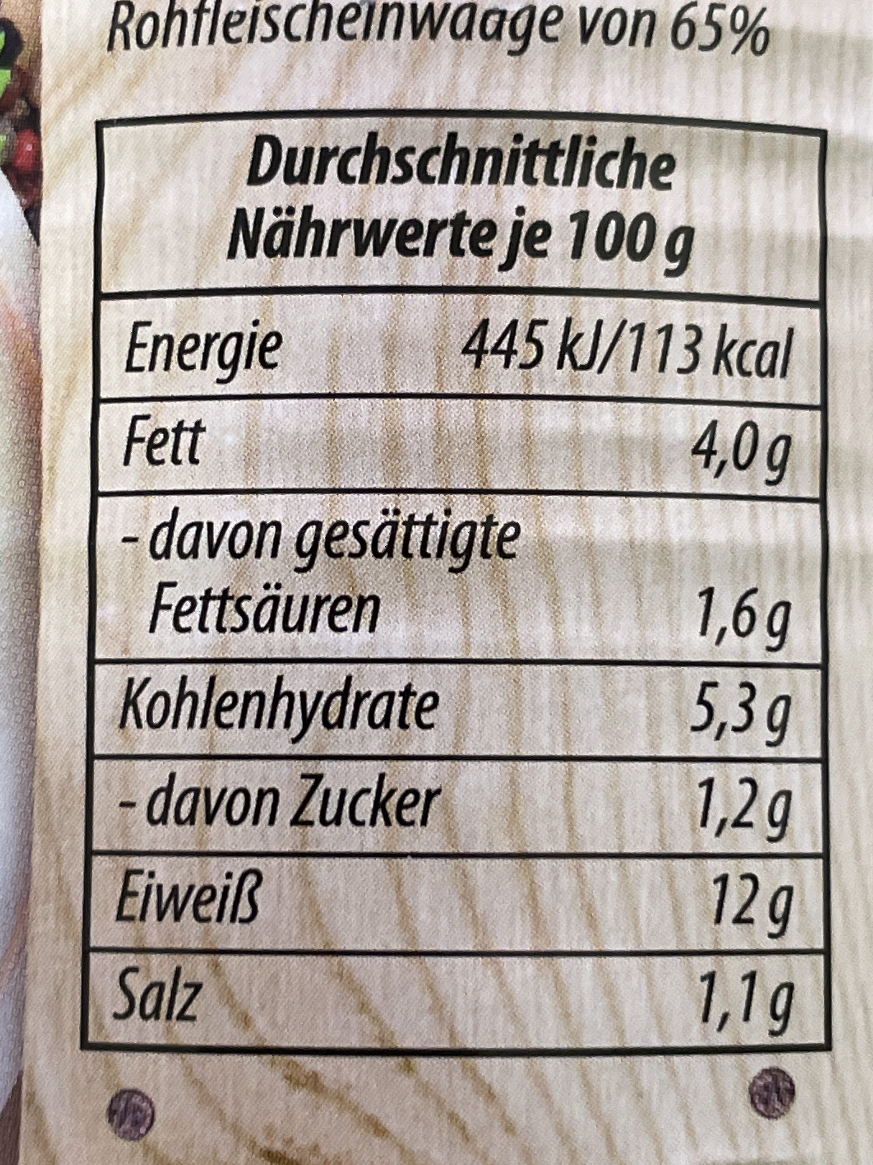 Schweinegulasch - Nutrition facts - de
