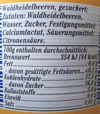 Waldheidelbeeren - Nutrition facts - de