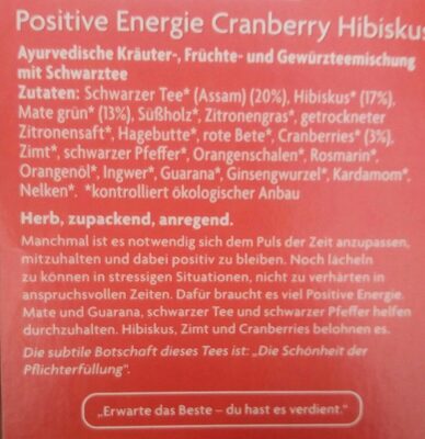 Cranberry Hibiskus - Nutrition facts - de