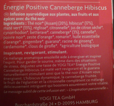 Cranberry Hibiscus - Ingrédients