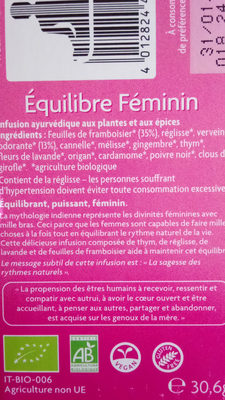 Tisane équilibre Feminin - Ingredienti - fr