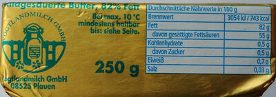 Butter mild gesäuert - Nutrition facts - de