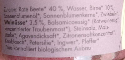 Nabio Bio Rote Beete-Aufstrich mit Birne und Walnuss - Ingredienser - de