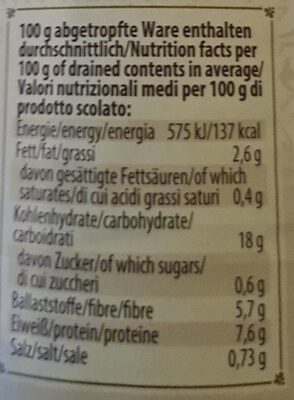 Kichererbsen, vorgegart, in Lake - Nutrition facts