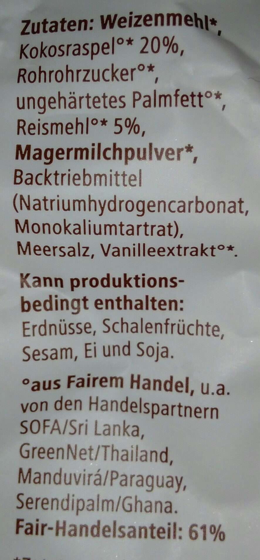 Kokos Reis Kringel - Ingrédients - de