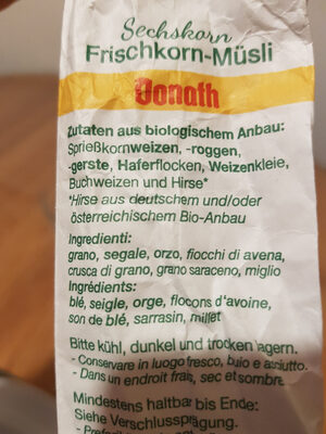 Sechskorn Frischkorn-Müsli - Zutaten