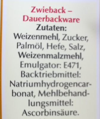 Feldbacher Zwieback - Ingredienti