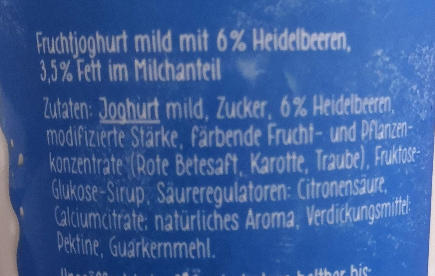 Joghurt Mild Heidelbeere - Ingredients - de