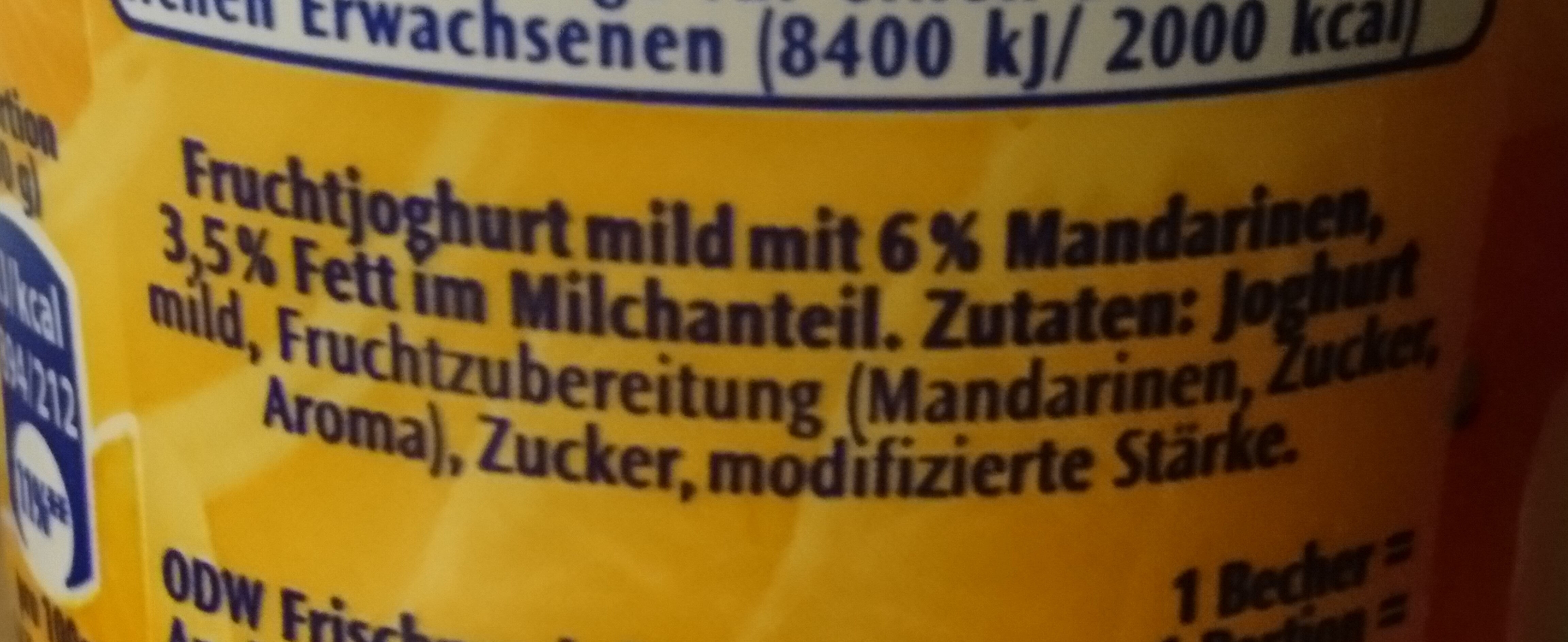 Mandarine Joghurt Mild - Ingredients - de