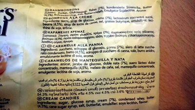 Original classic cream candies - Ingredients