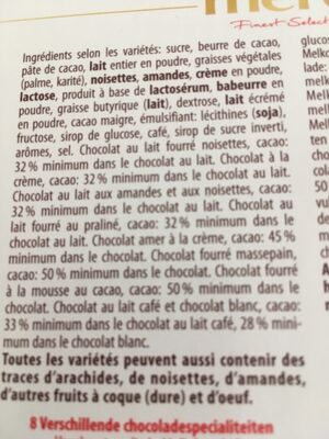 Merci Schokolade - Ingrédients