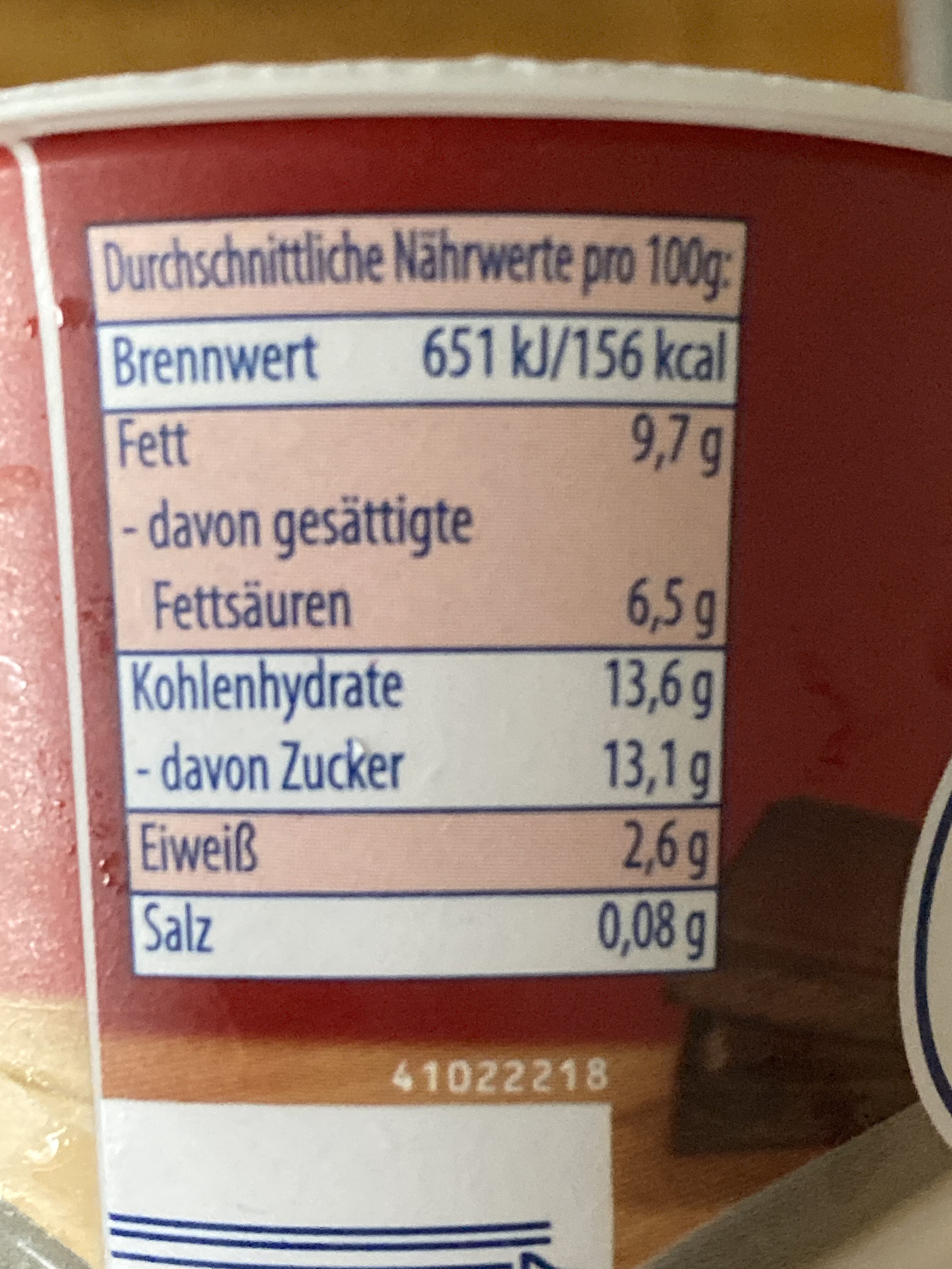 Sahne Joghurt Straciatella - Nährwertangaben