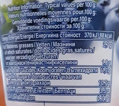 ЙОГУРТ С БОРОВИНКИ. 6,3% боровинки. - Valori nutrizionali - bg