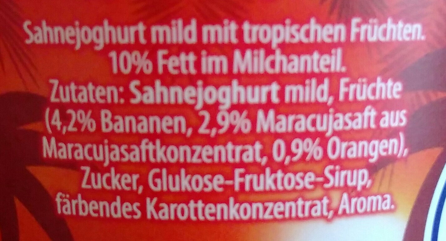 Sahne Joghurt Mild Tropische Früchte - Ingredients - de