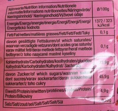 Kiss Me Soft & Fruity Gummy Bag - Tableau nutritionnel