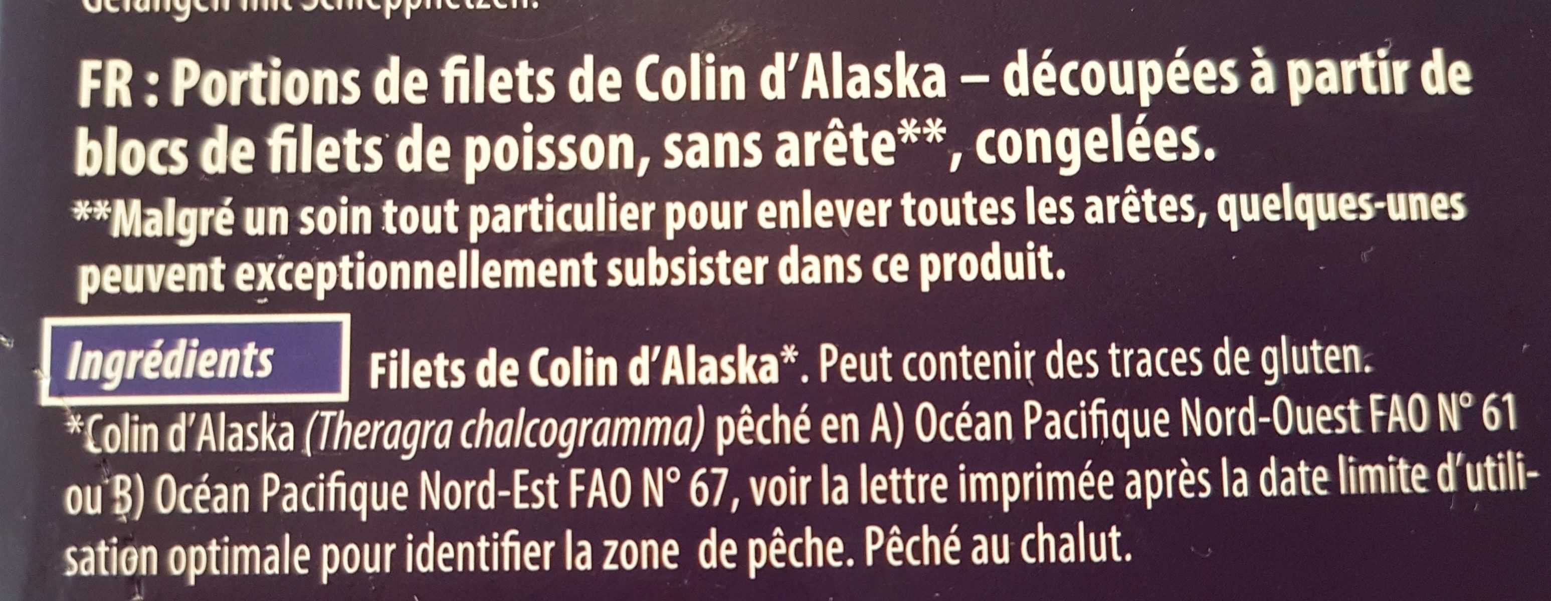 Portions de filet de Colin d'Alaska - Ingrédients