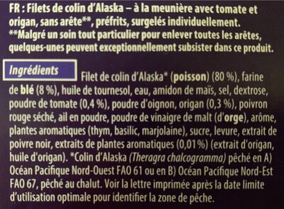 Filets de Colin d'Alaska à la meunière - Ingredienti - fr