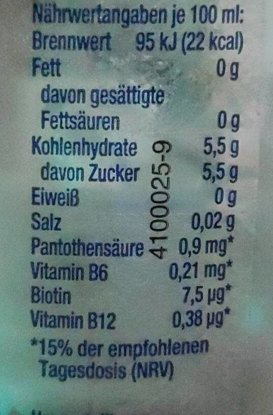 Pfirsich Wasser - Nutrition facts - de