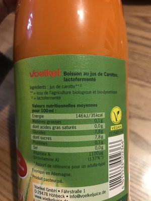 Jus de carottes lactofermenté - Ingredients - fr
