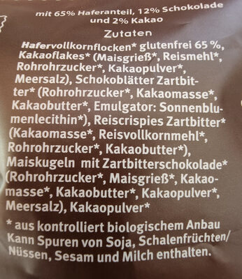Glutenfreies Schoko-Müsli Hafer - Ingredienti - de