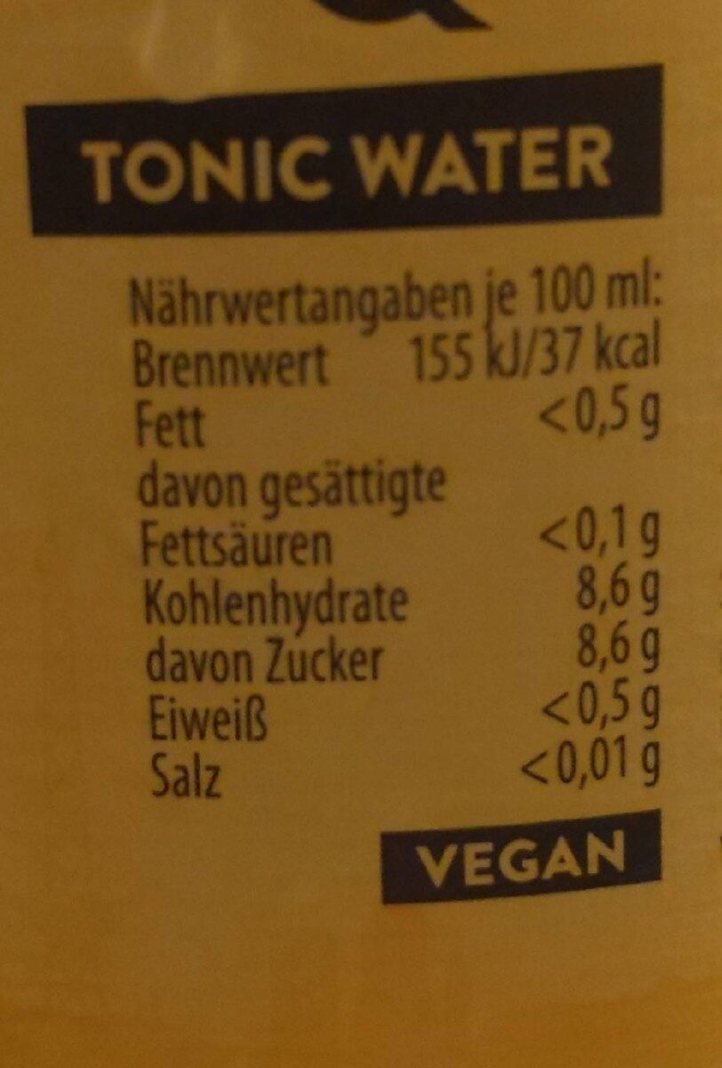 Tonic water - Nährwertangaben