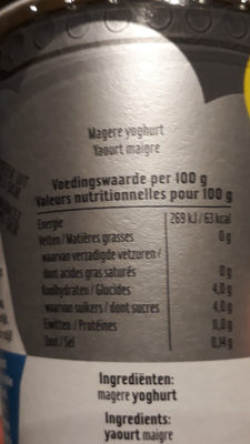 Skyr 0% Fat Naturel - Valori nutrizionali - nl
