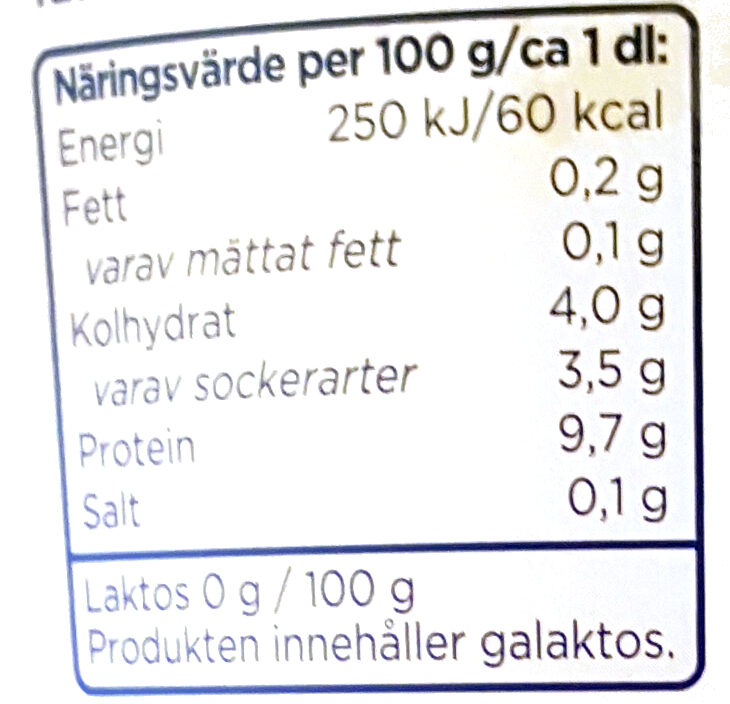 Mild Kvarg - Vanilj - Laktosfri - Näringsfakta