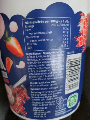 Gregisk Yoghurt Low Fat Jordgubb - Näringsfakta - en