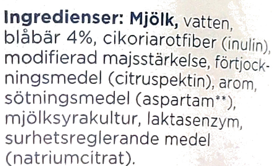 Mild Kvarg - Blåbär - Ingredienser