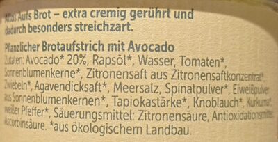 Pflanzlicher Brotaufstrich mit Avocado - Zutaten