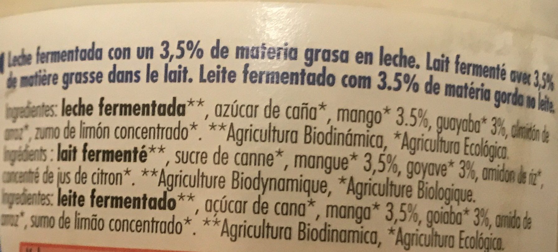 Bibio - Mangue goyave - Ingrédients