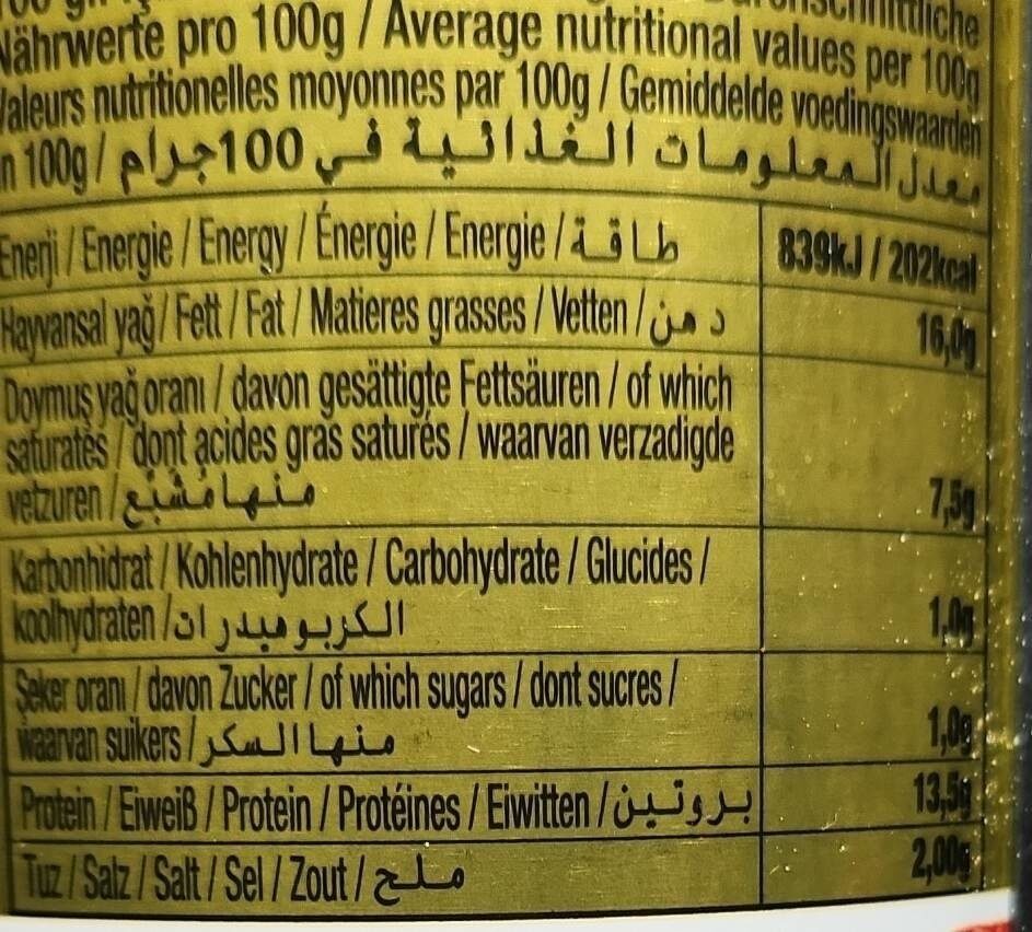  - Nutrition facts - tr