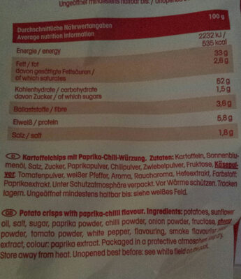 Crunchips Hot Paprika - Zutaten