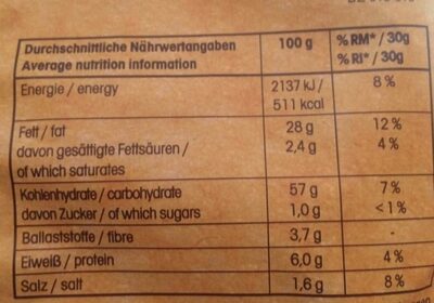 Hofchips Butter & Salz - Nutrition facts - fr