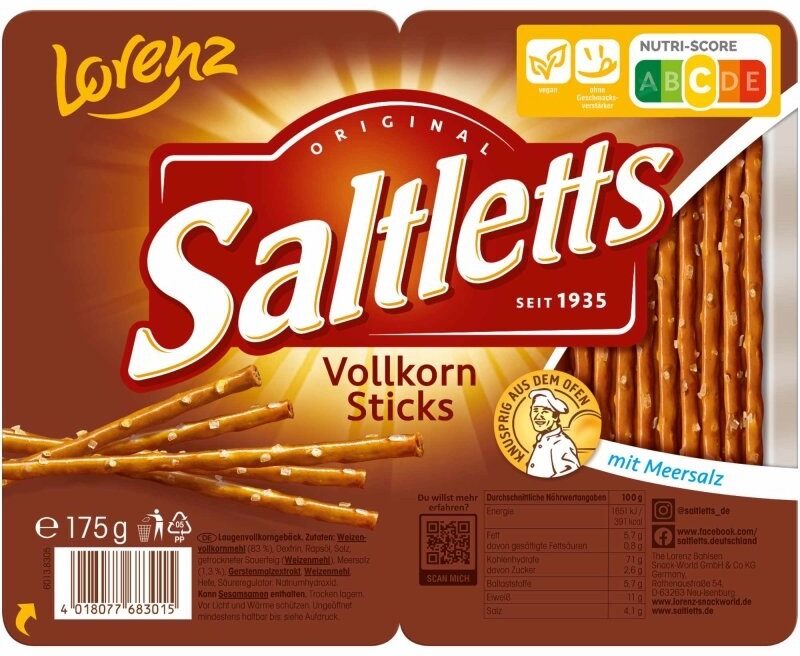 Lorenz Saltletts Sticks Vollkorn Salzstangen mit Meersalz (175g Packung) - Produkt