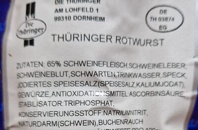 Thüringer Rotwurst - Zutaten