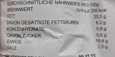 Thüringer Rotwurst - Nährwertangaben