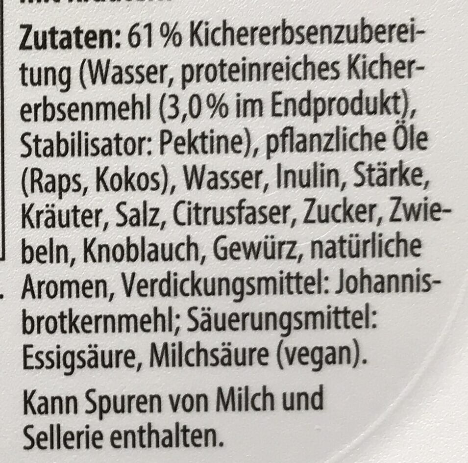 Veganer Brotaufstrich Kräuter - Ingredients - de